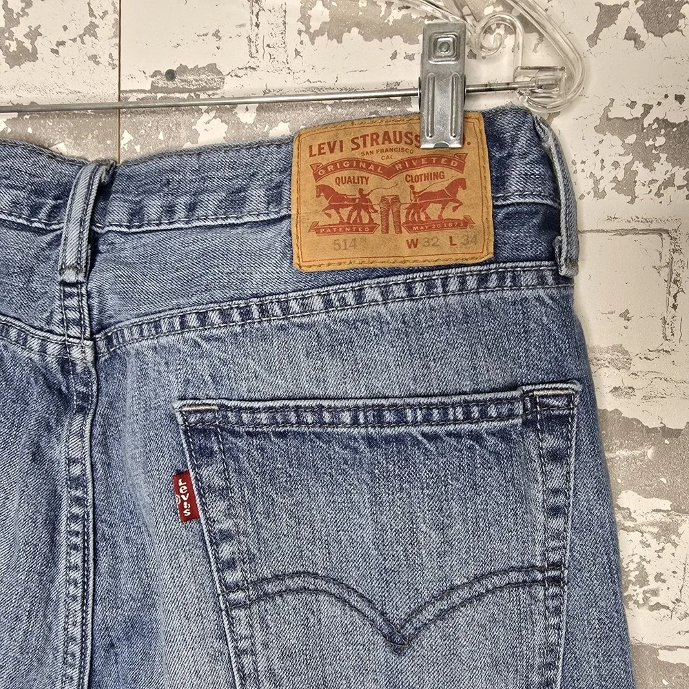 Levis‎ 511 Jeans Mens 32x34 Light Blue Wash Whiskered Denim Slim Straight Leg